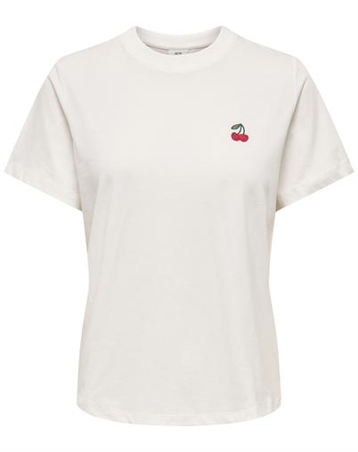 JDY - JDYPisa Print T-Shirt - Cloud Dancer/Cherry